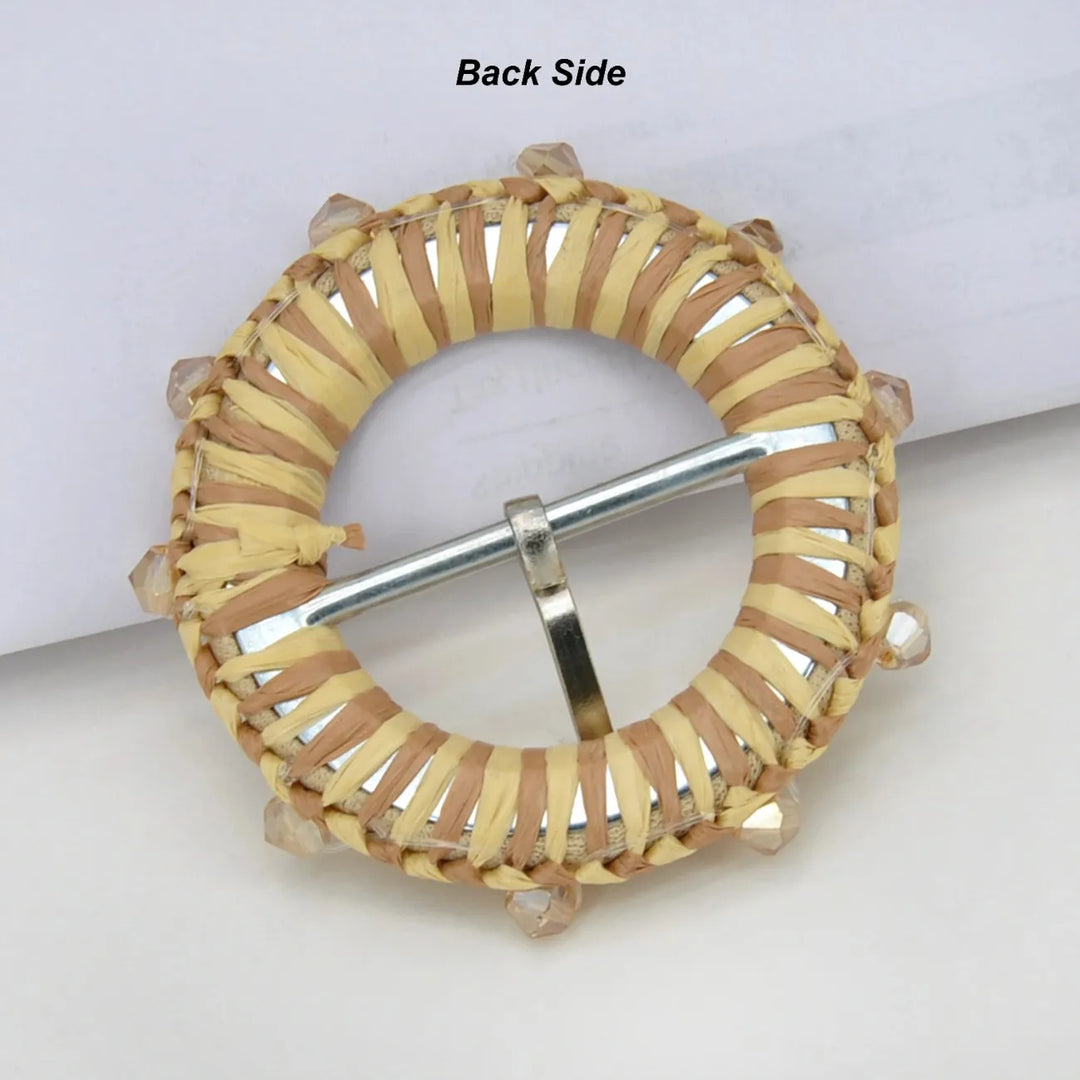 Traditional Raffia Wrapped Decorative Buckle | 5.4cm & 7cm