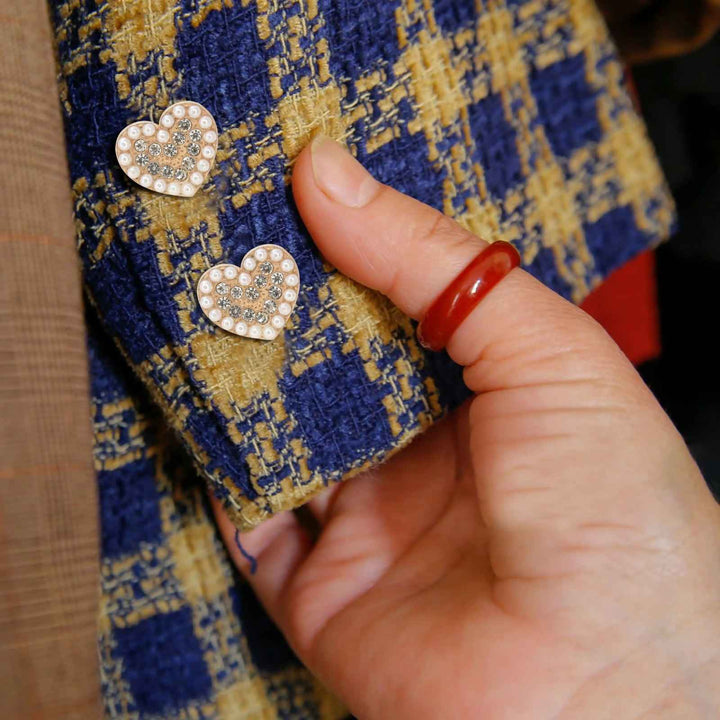 Heart Shape Pearl Rhinestone Metal Buttons | 20mm(32L)