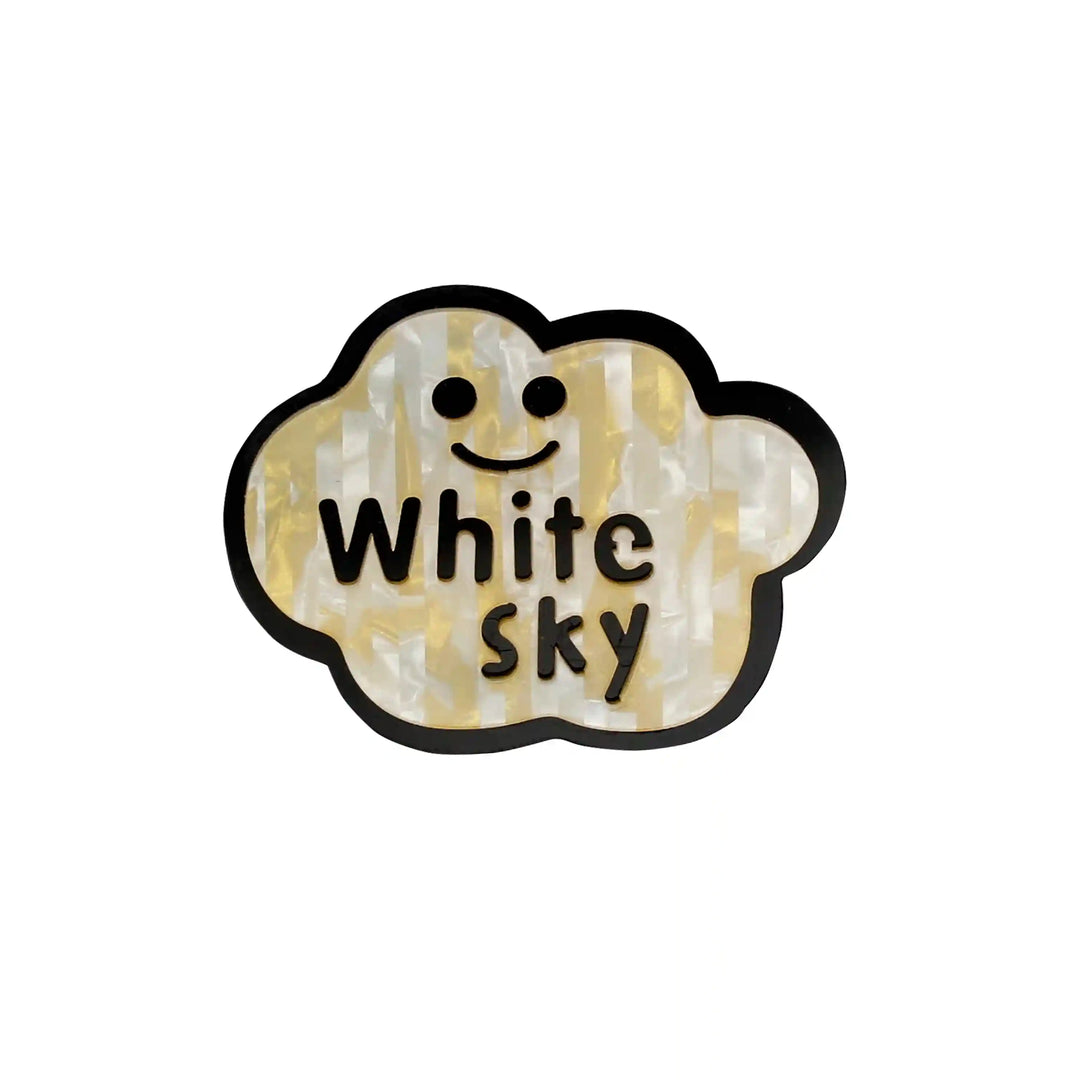 White Sky Smiley Brooch