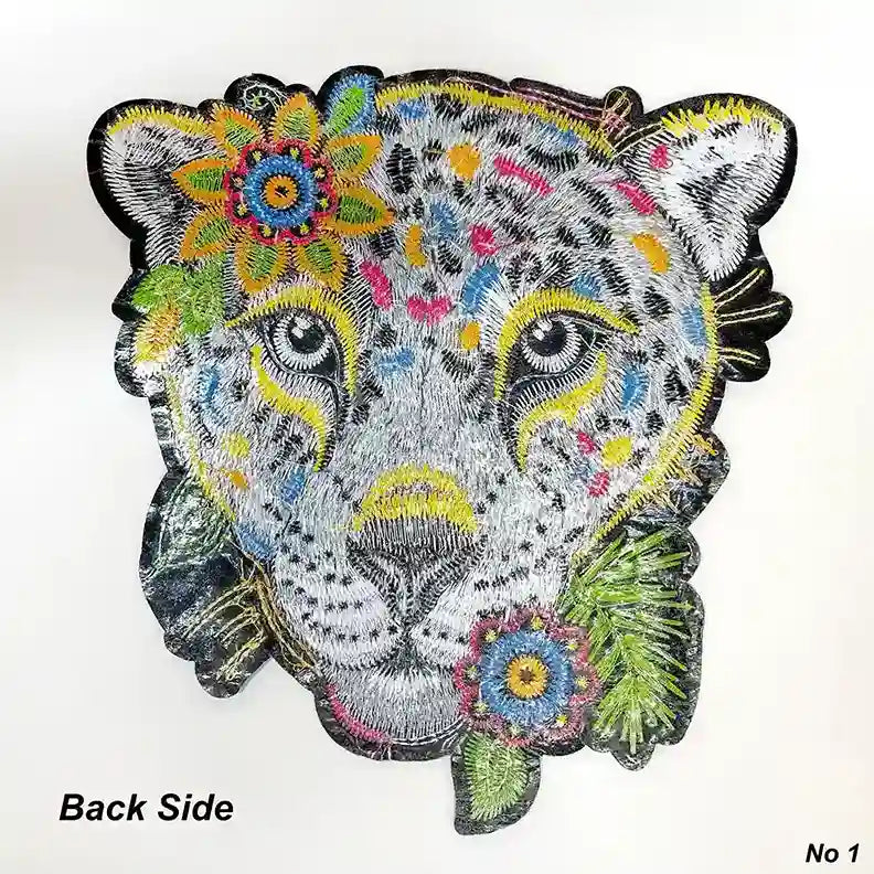 Boho Leopard with Flowers Patch