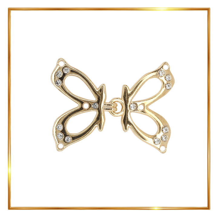 Shiny gold butterfly Frog closure metal button