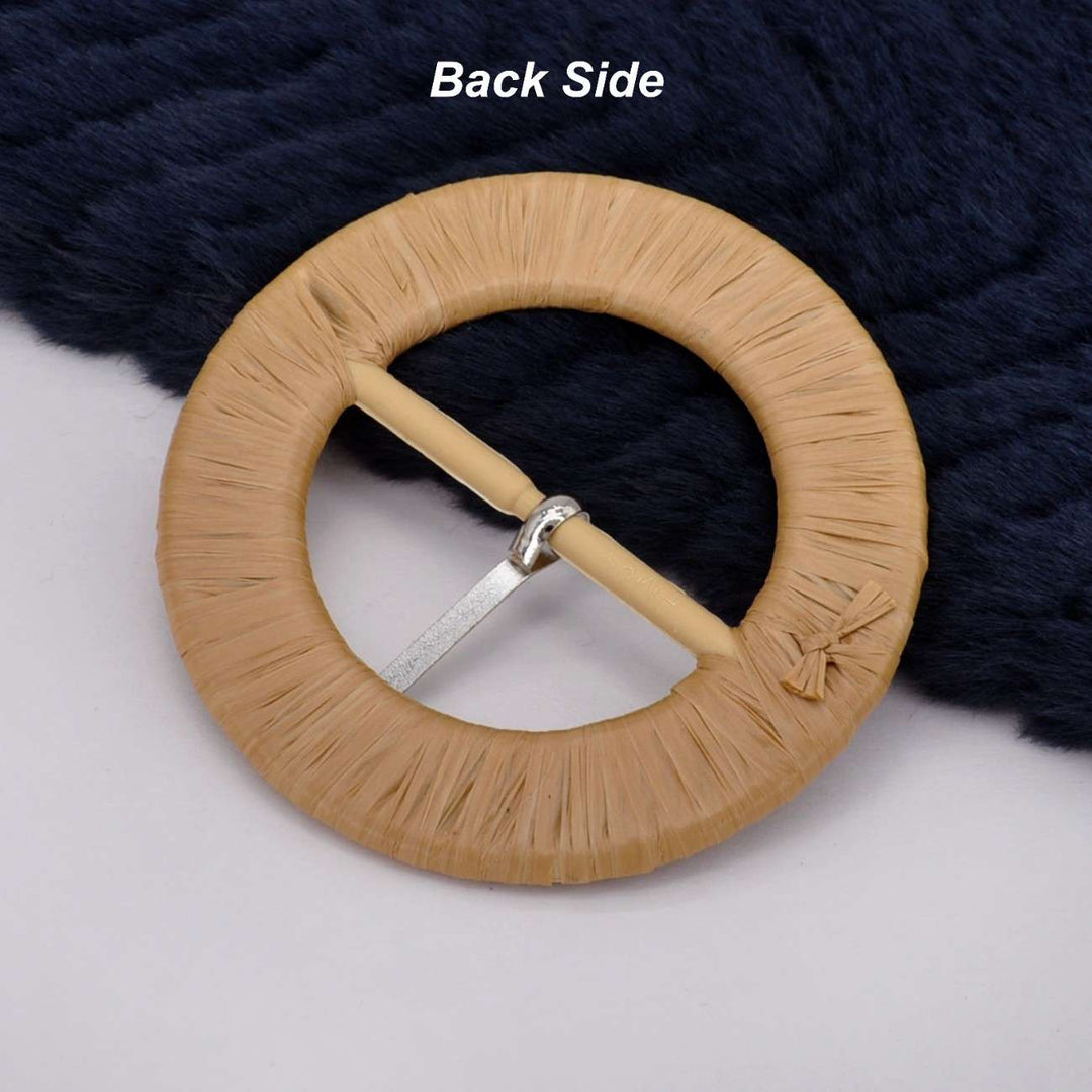 Handcrafted Natural Brown Raffia Buckle | 3.1 inches (8cm)