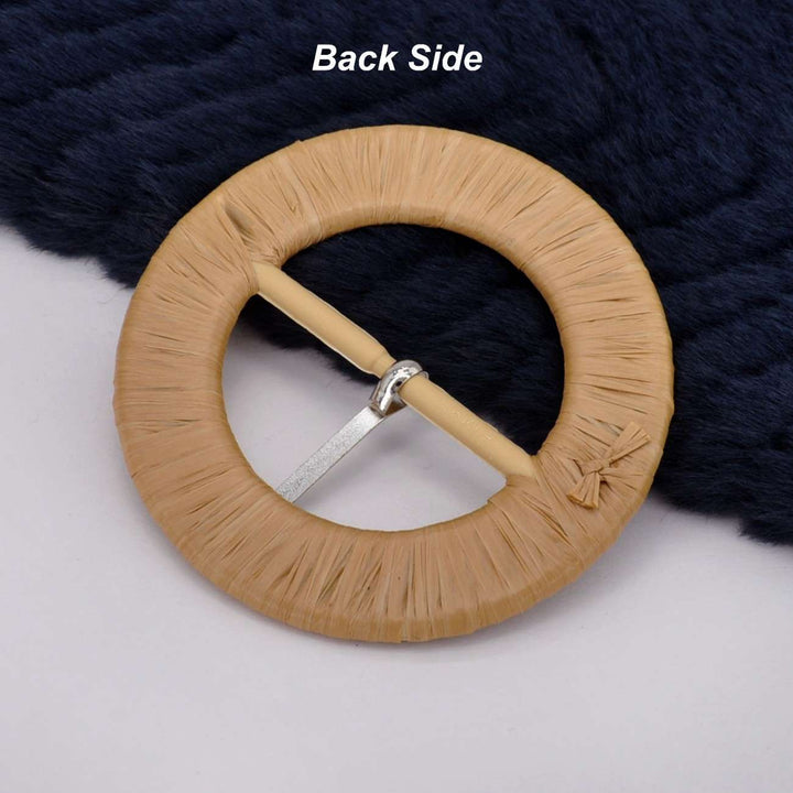 Handcrafted Natural Brown Raffia Buckle | 3.1 inches (8cm)