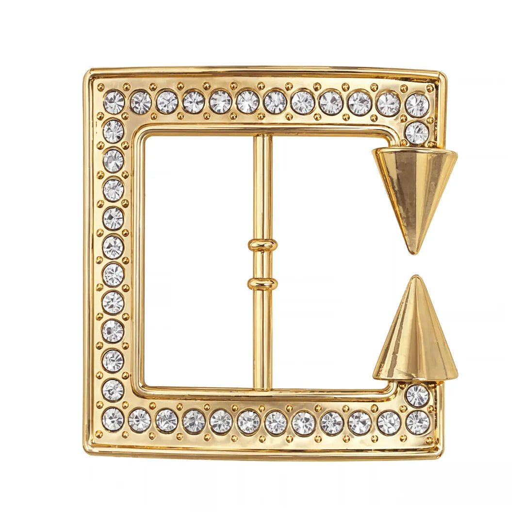 Spike Stud Rhinestone Pavé Square Belt Buckle