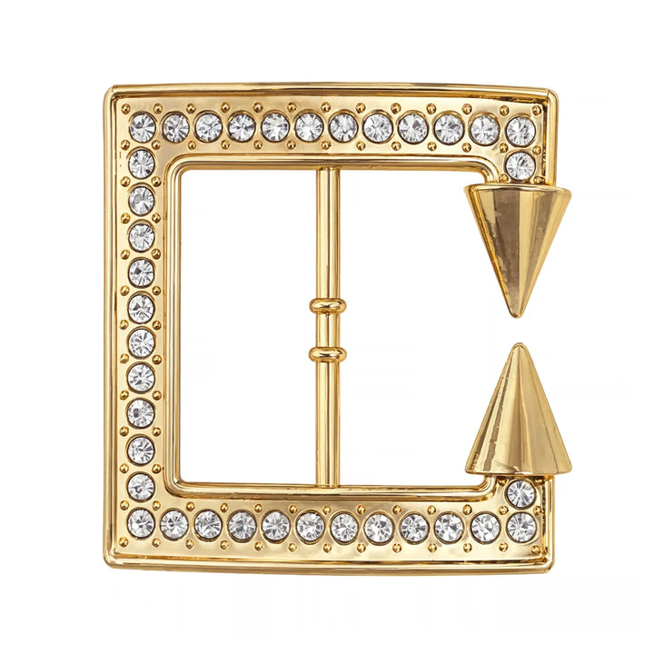 Spike Stud Rhinestone Pavé Square Belt Buckle