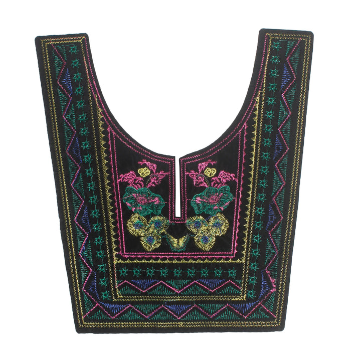 U Shape Multicolor Embroidery Neckline