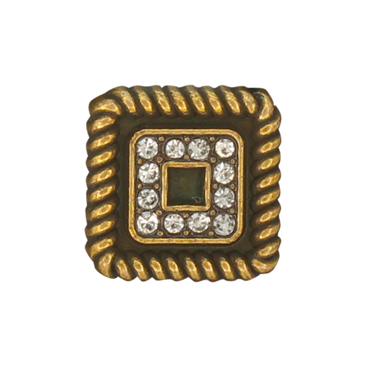 Square Button with Rope Trim and Rhinestones