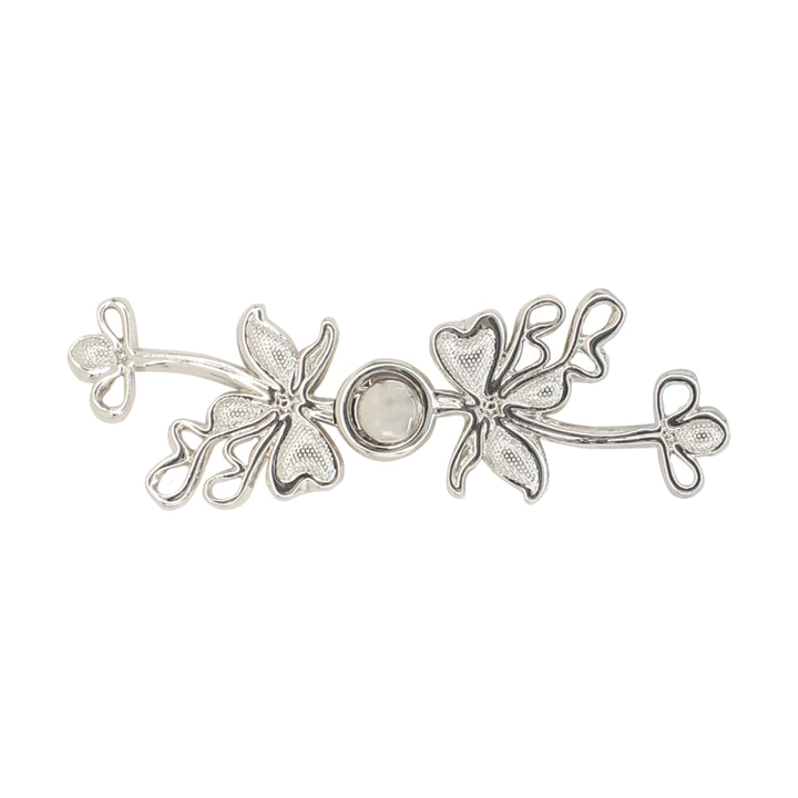 Lily flower silver Frog closure metal button