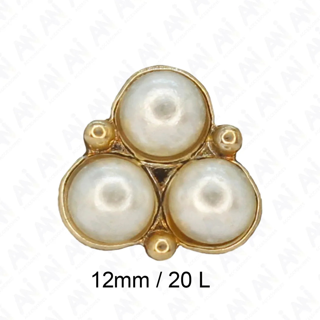 Pearl Cluster Gold Accents Metal Buttons | 12mm(20L)