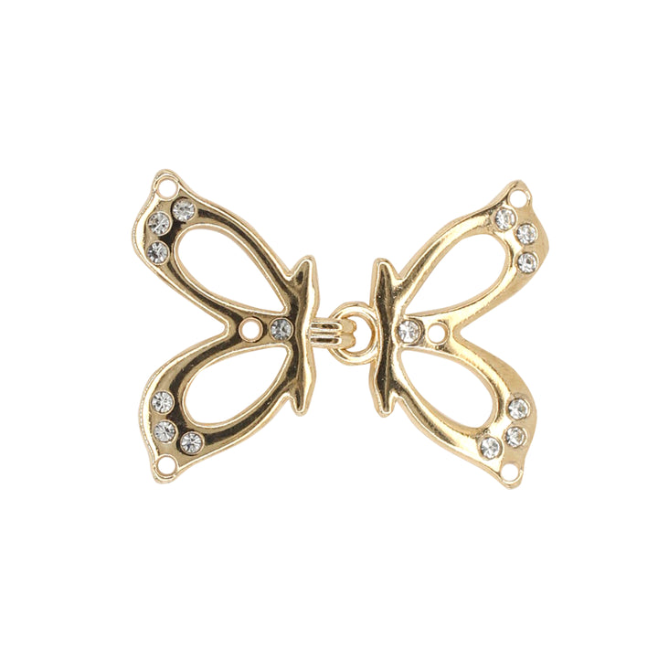 Sparkling butterfly shaped frog closure metal button