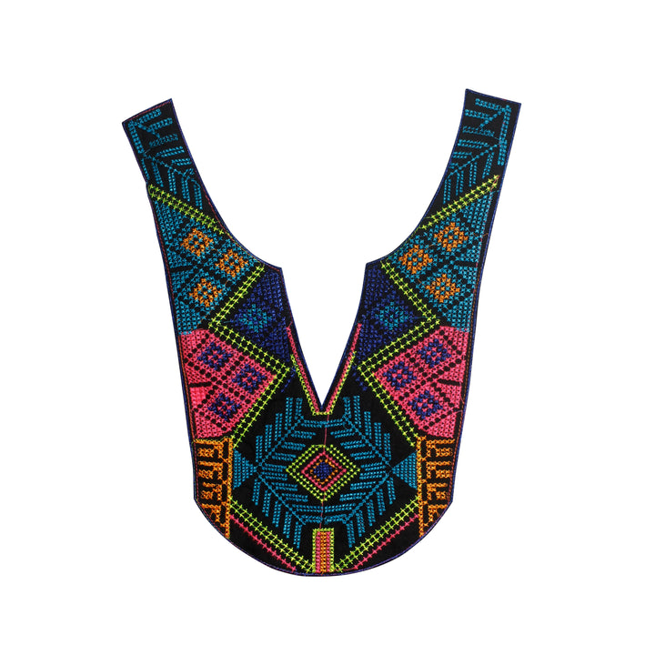 Opposing Hues Multicolor Neckline Yoke