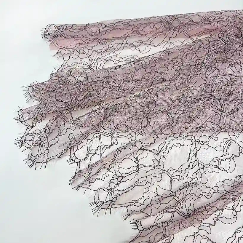 Pink French Leavers Lace Style fabric | 60 inches