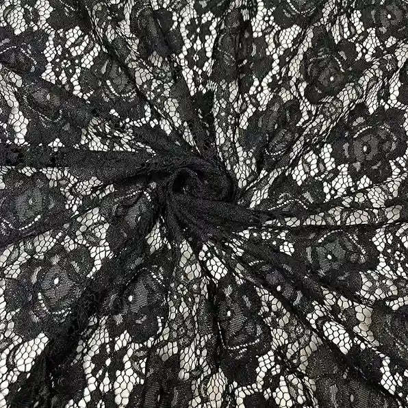 Midnight Black Rose Corded Fabric | 60 inches