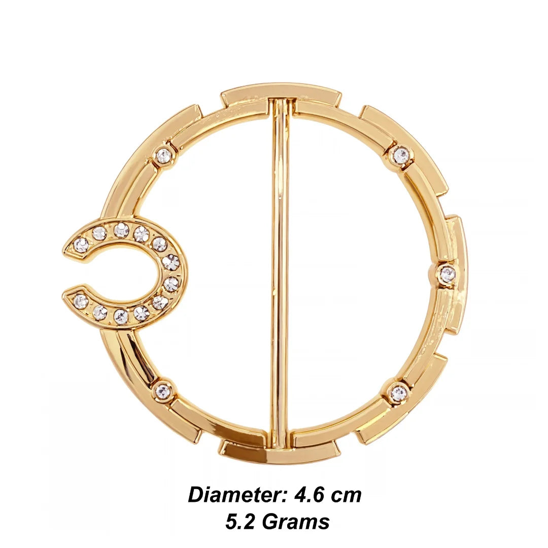 Crescent Moon Rhinestone Studded Round Belt Buckle