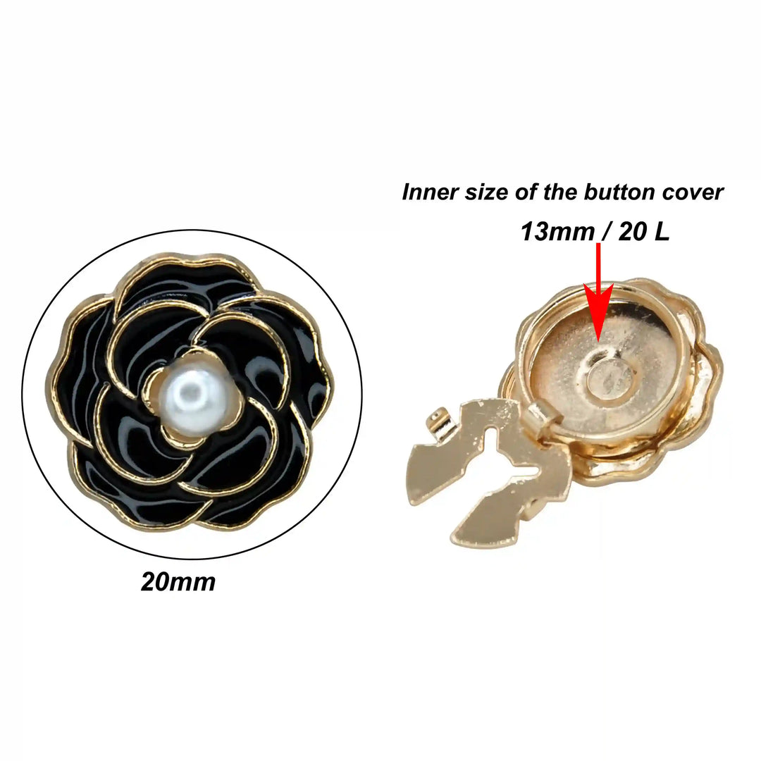 Black Enamel Rose Button Cover