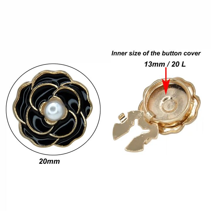 Black Enamel Rose Button Cover