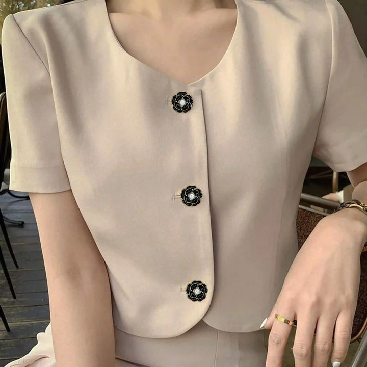 Black Enamel Rose Button Cover