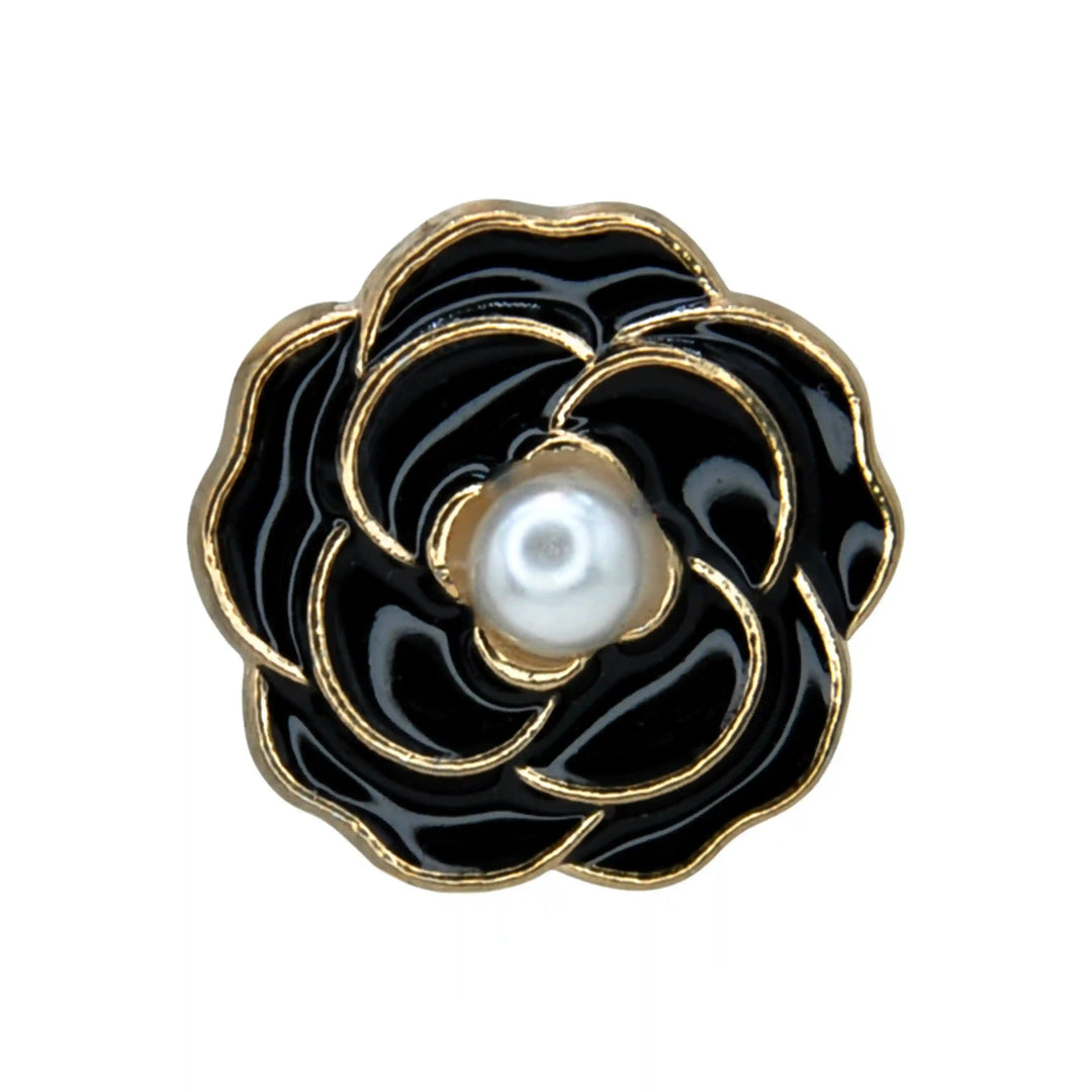 Black Enamel Rose Button Cover