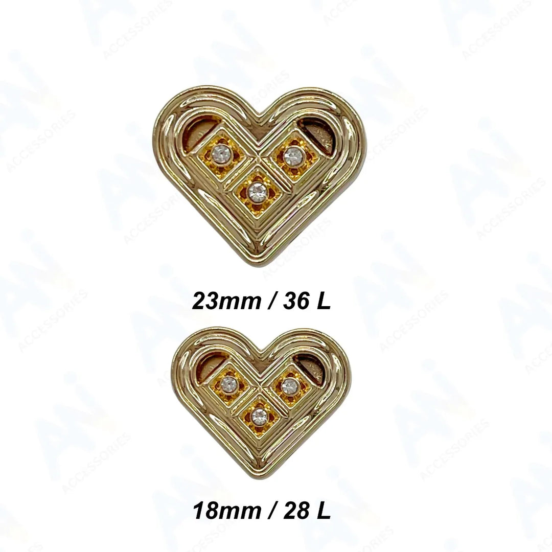 Decorative Heart Button for Crafts | 18mm(28L) & 23mm(36L)