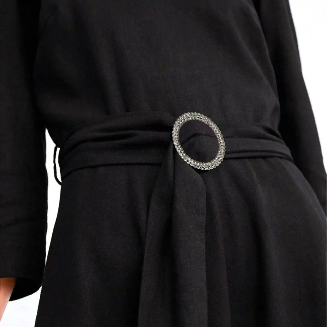 Rope Design Silver Circular Buckle