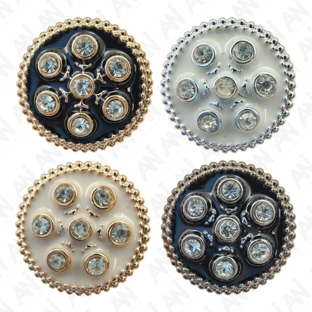 Golden Round Diamond Shank Buttons (Set of 8)