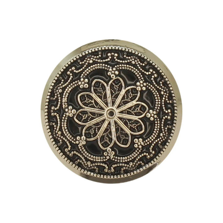 Gold and Black Floral Shank Metal Buttons | 20mm(32L) & 25mm(40L)