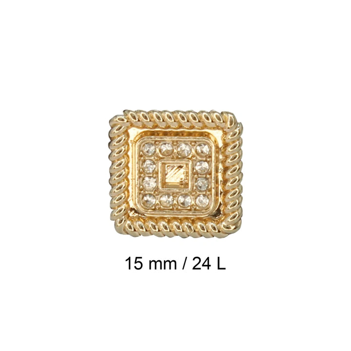 Shimmering Square Rhinestone Diamond Metal Button | 15mm (24L)