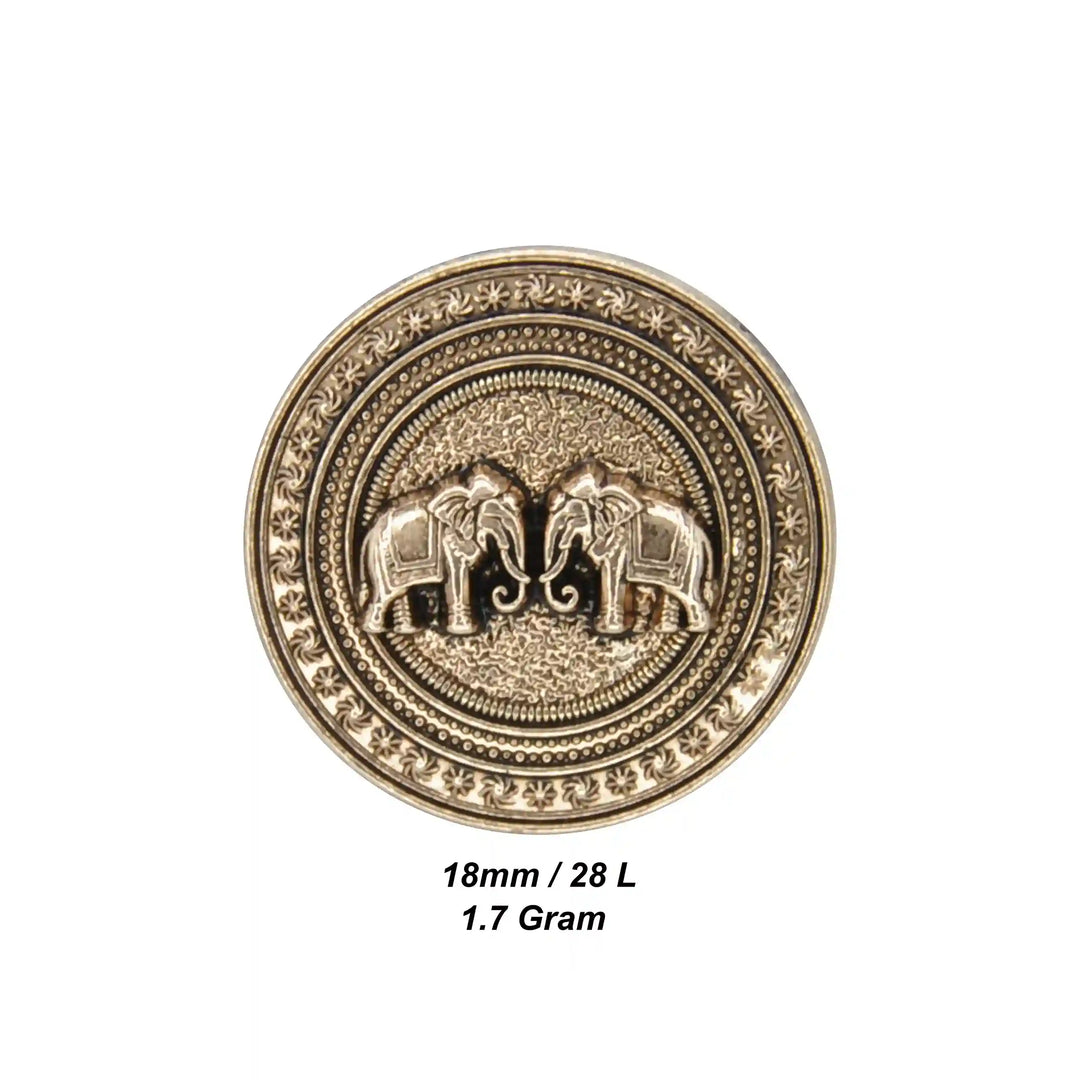 Confronted Elephant Design Metal Buttons | 18mm & 23mm