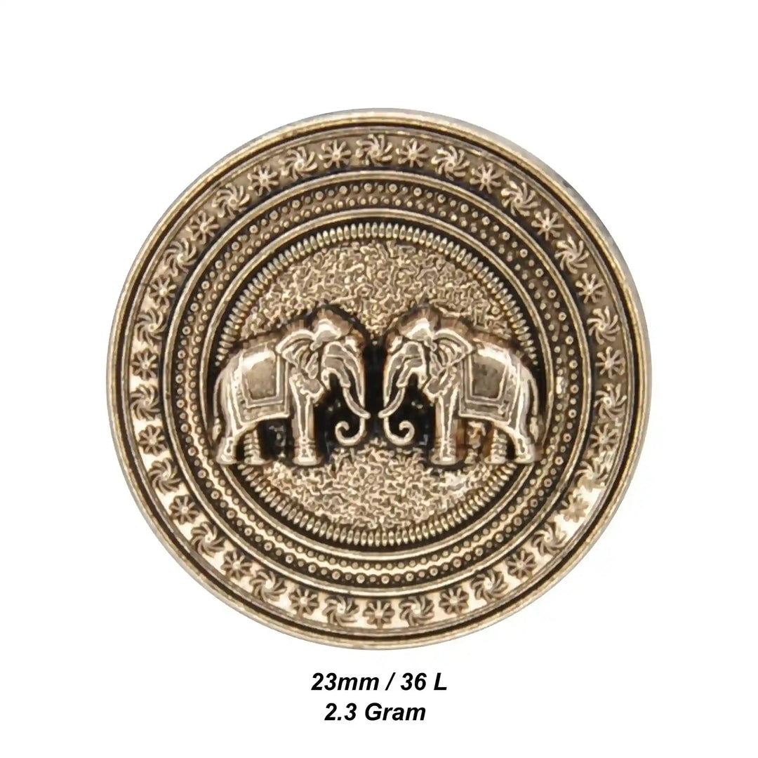 Confronted Elephant Design Metal Buttons | 18mm & 23mm