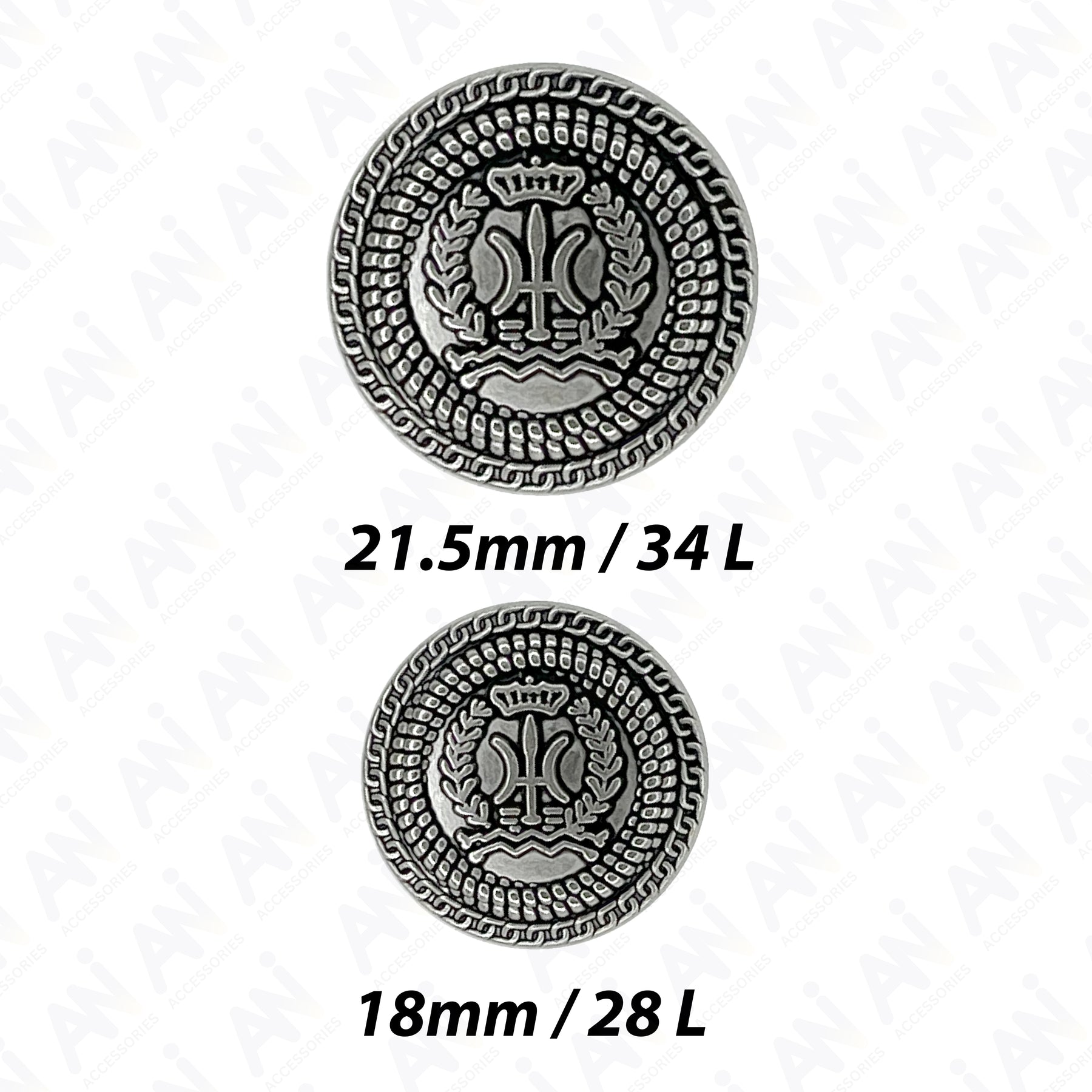 Heraldic Symbol Design Buttons | 18mm(28L) & 22mm(34L) – Ani Accessories