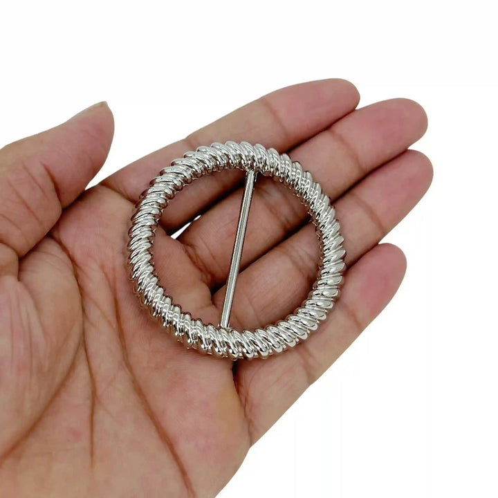 Rope Design Silver Circular Buckle