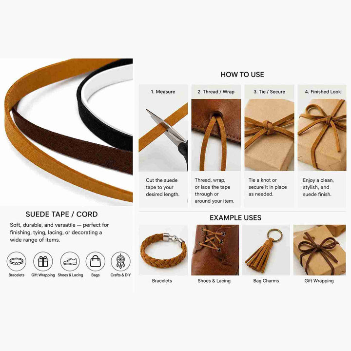 Black Faux Suede Flat Ribbon Trim