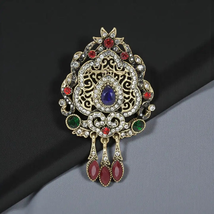 Designer Brooch & Blue Floral Buttons Combo Pack
