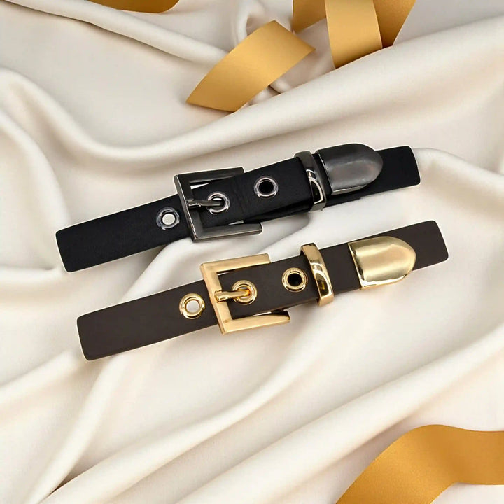 Nickel With Black PU Prong Belt Buckle
