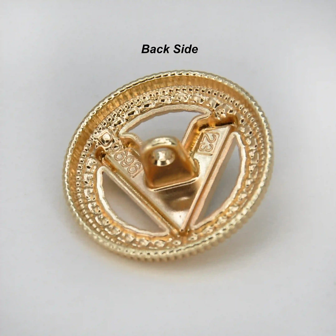 Letter V Metal Buttons | 18mm (28L), 20mm (31L) & 23mm (36L)