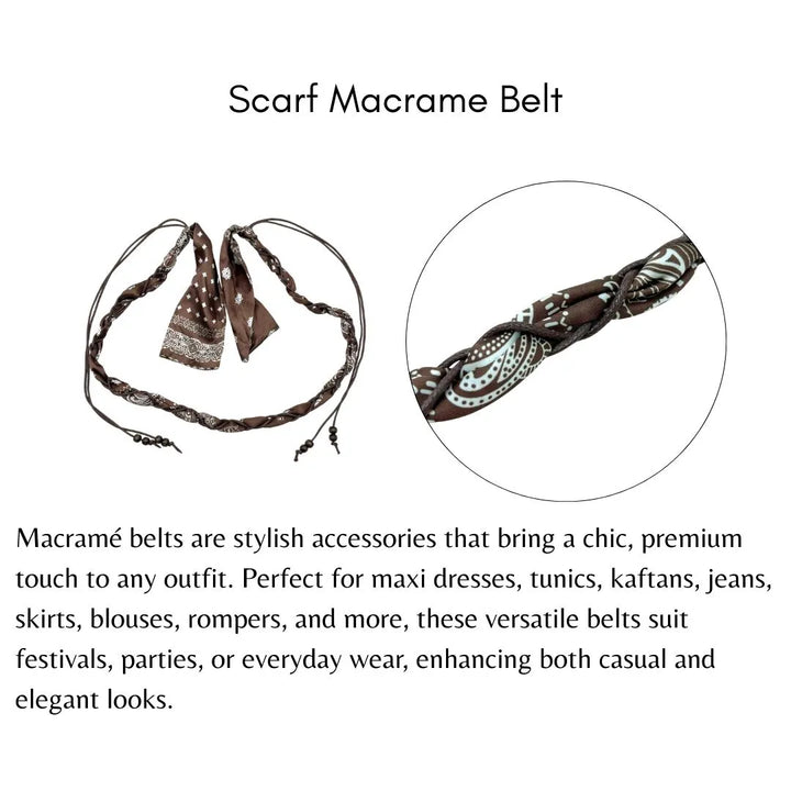 Brown Scarf Pearl Macramé Belt