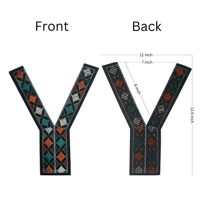 Y Shape Embroidery Multicolor Yoke