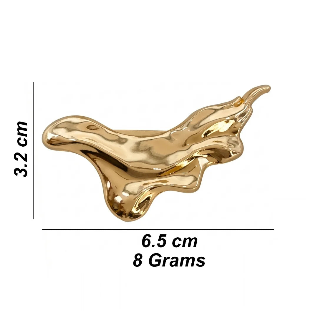 Abstract Liquid Wave Sculptural Gold Buckle