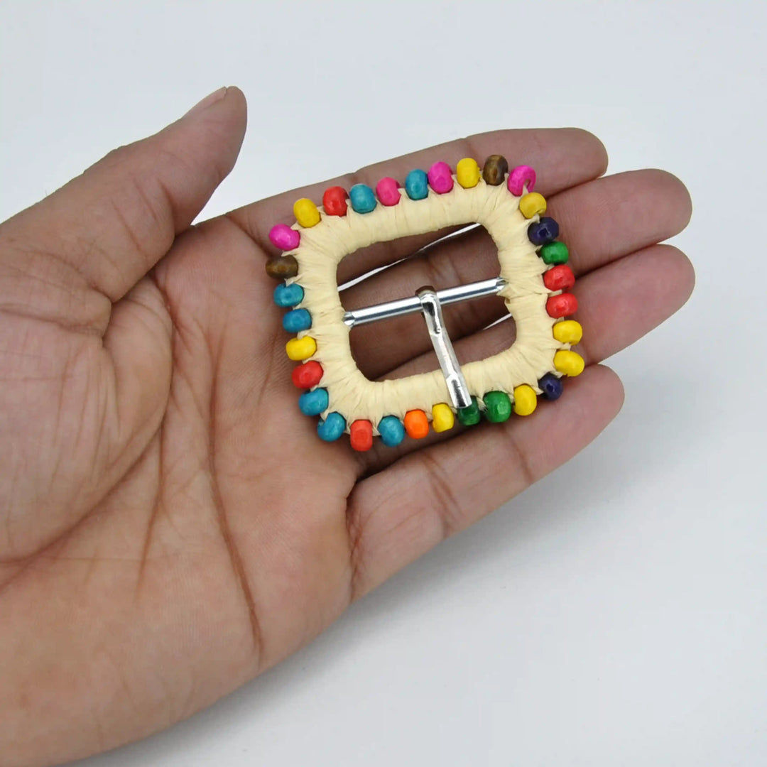 Traditional Raffia Wrapped Decorative Buckle | 5.4cm & 7cm