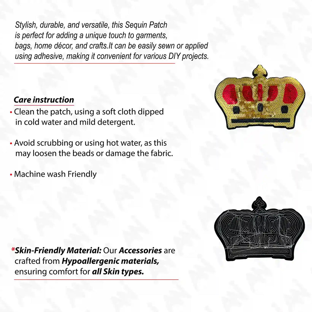 Sequin Crown Sew Patch