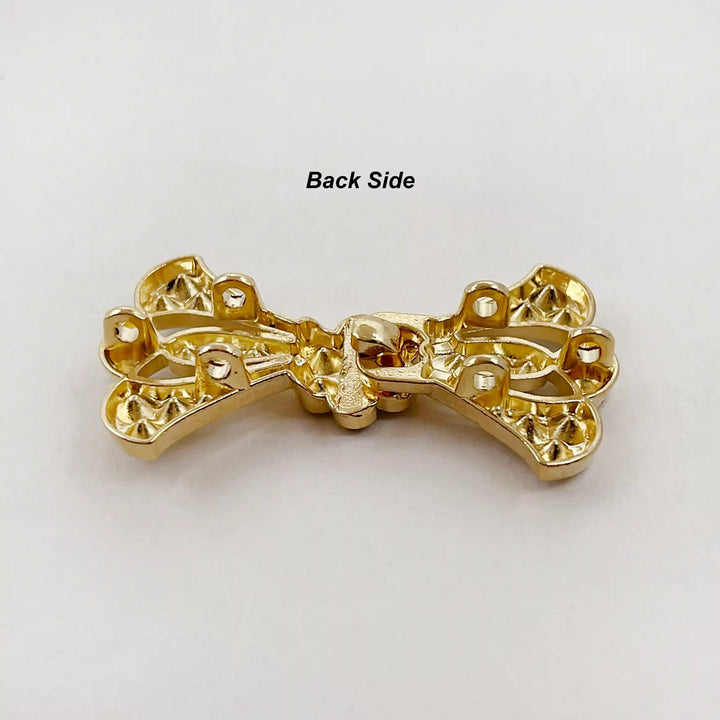 Bow Style Rhinestone Metal Frog Closure Buttons