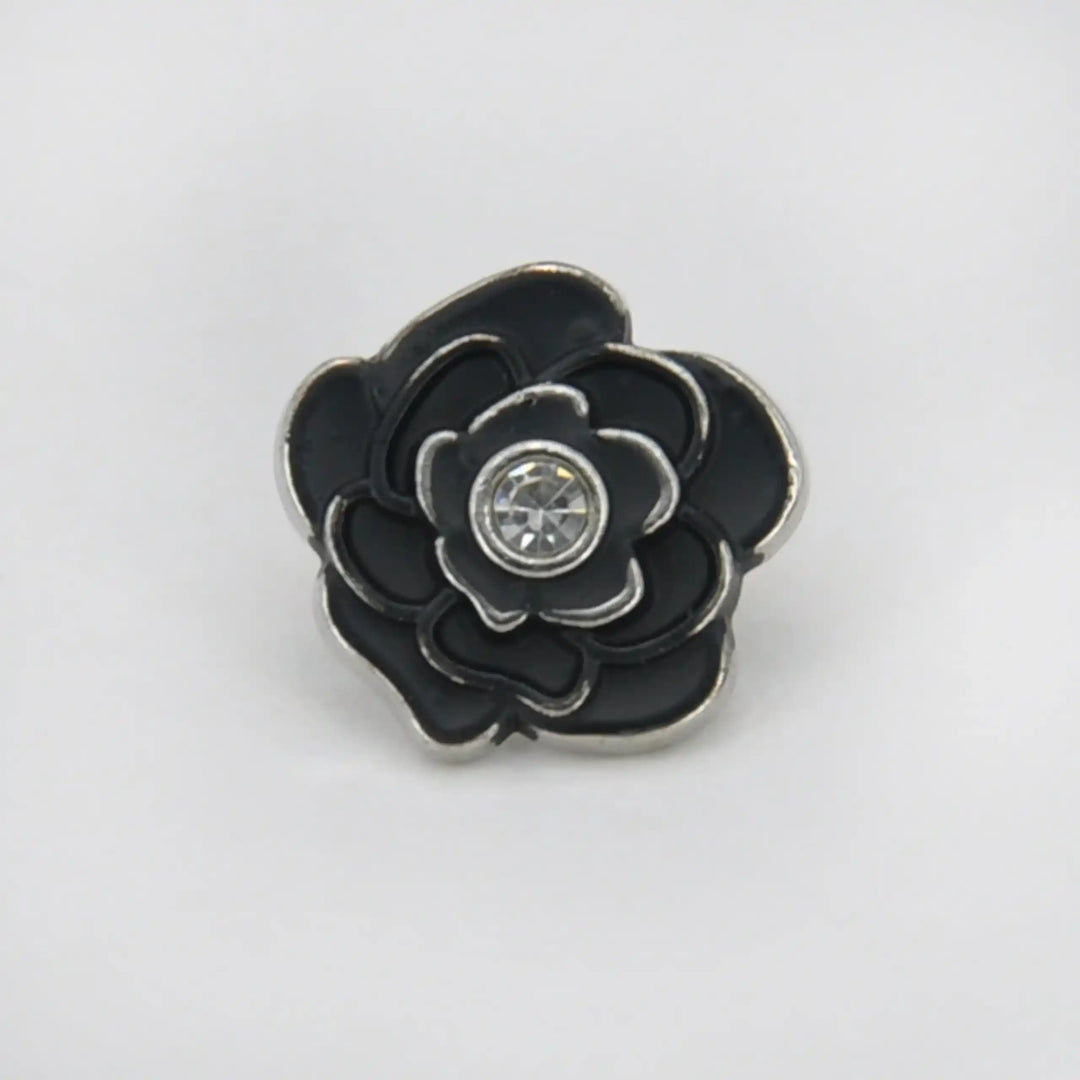 Premium Black Rose Metal Button | 12mm (20L)