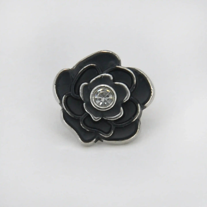 Premium Black Rose Metal Button | 12mm (20L)