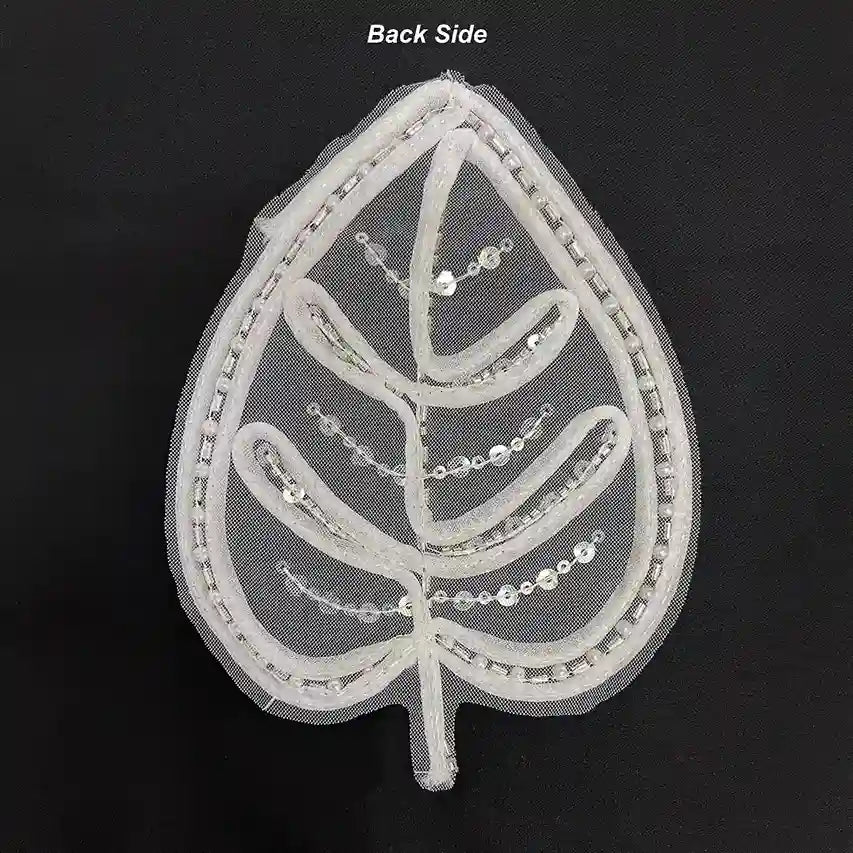 Couture Monstera Leaf Beaded Appliqué Patch