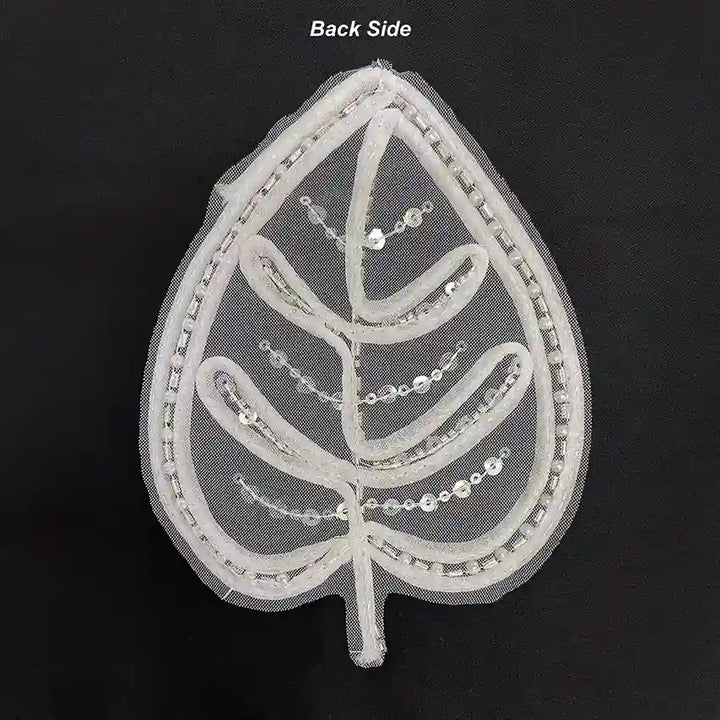 Couture Monstera Leaf Beaded Appliqué Patch