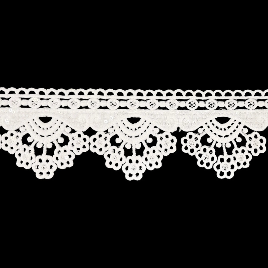 Multiple Flower Sequins Lace Design | 2 Meter