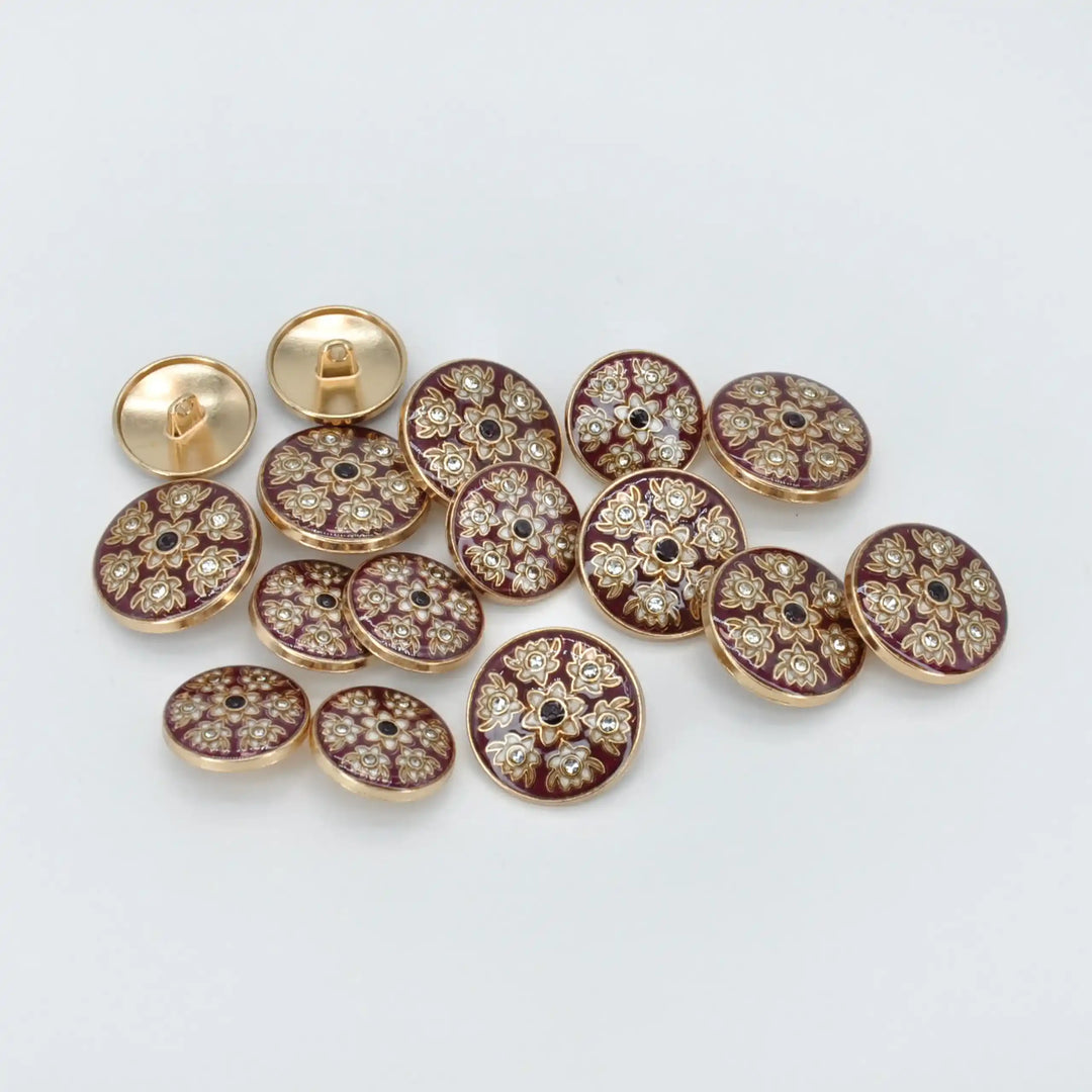 Heritage Floral Pattern Metal Buttons | 22mm(35L) & 18mm(28L)