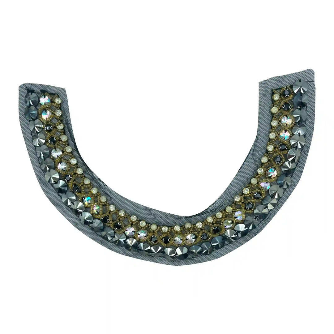 Shiny Beaded Round Neckline