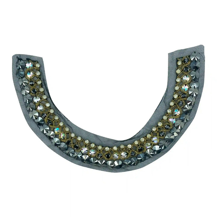 Shiny Beaded Round Neckline
