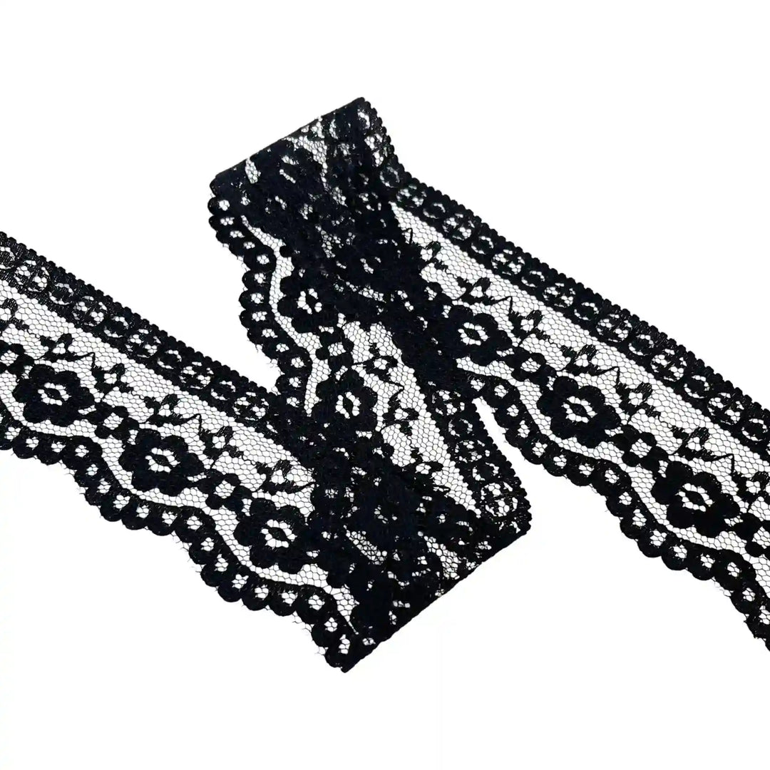 Black Floral Trim Lace | 5 Meters | SKU-B52